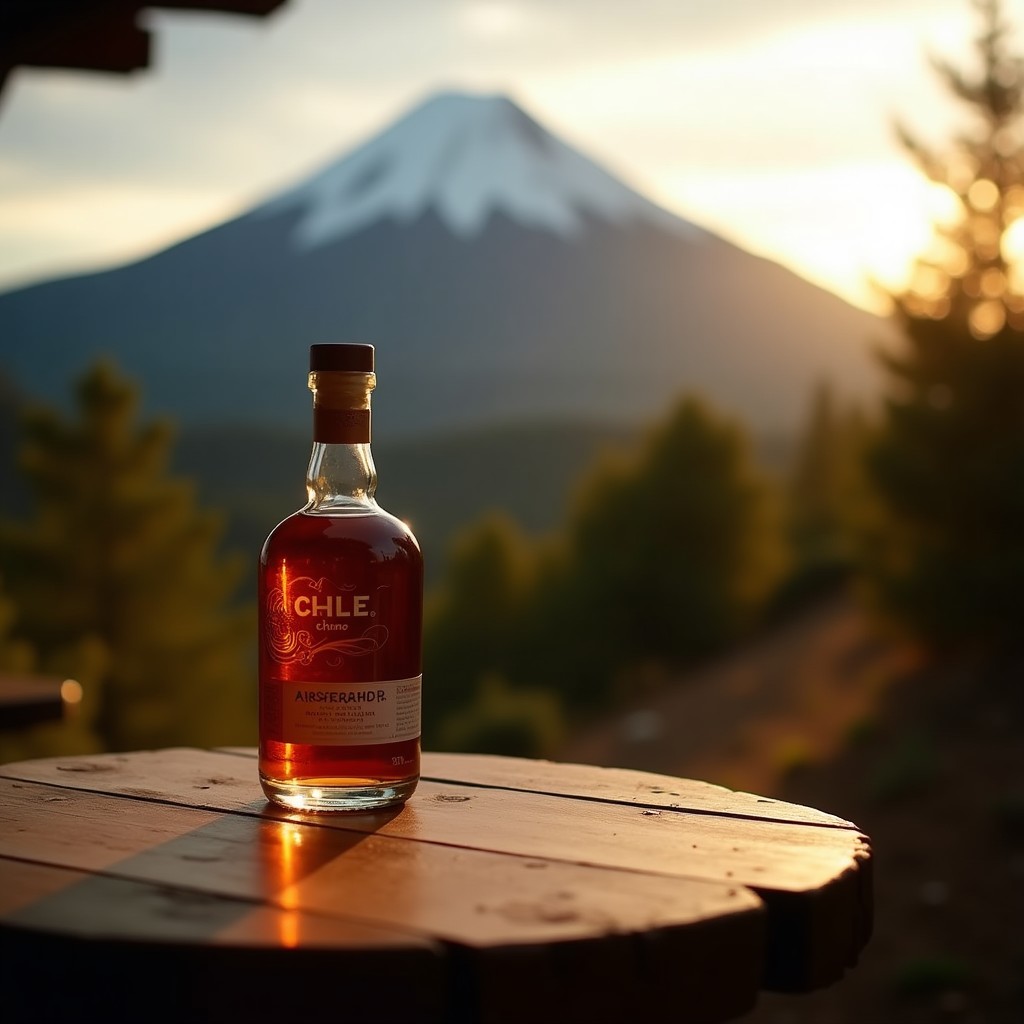 Atardecer rojo en Pucón — universo visual de Hibiscus Gin.